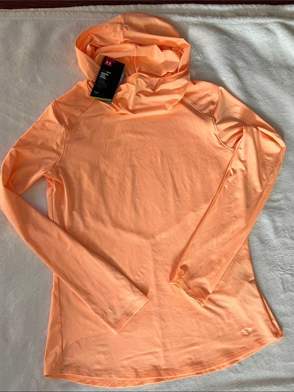 Under Armour Women's Peach-Orange Hooded Long Sleeve Tee